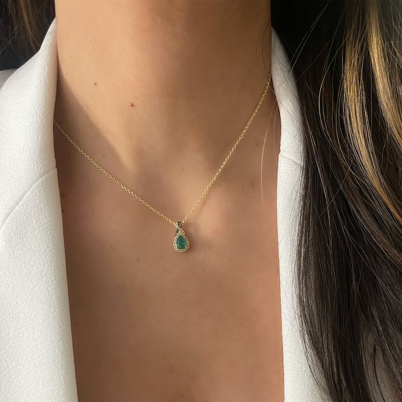 Main Image 4 of Le Vian Chocolate Twist Emerald Necklace 1/5 ct tw Diamonds 14K Honey Gold 19"
