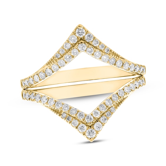 Round-Cut Diamond Double Chevron Enhancer Ring 1/2 ct tw 14K Yellow Gold