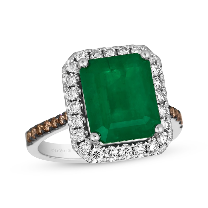 Main Image 1 of Le Vian Emerald-Cut Emerald Ring 5/8 ct tw Diamonds 14K Vanilla Gold