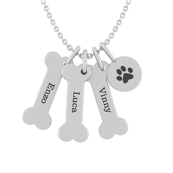 Dog Bone and Paw Necklace (3 Lines)