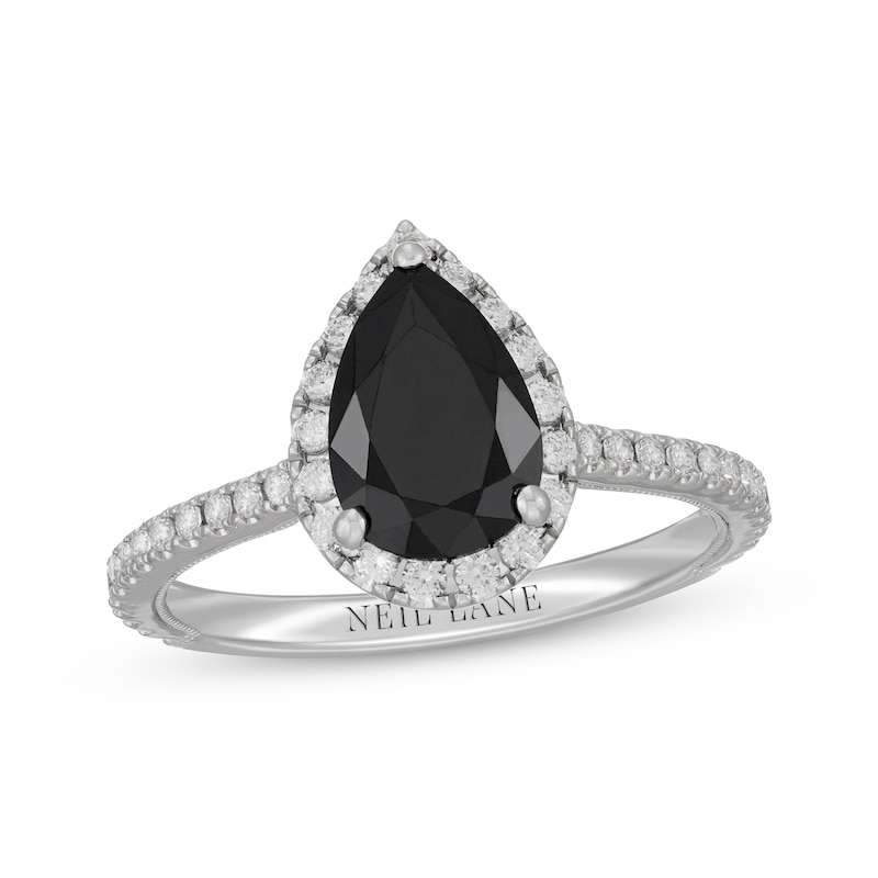 Main Image 1 of Neil Lane Pear-Shaped Black Diamond & White Diamond Engagement Ring 2 ct tw 14K White Gold