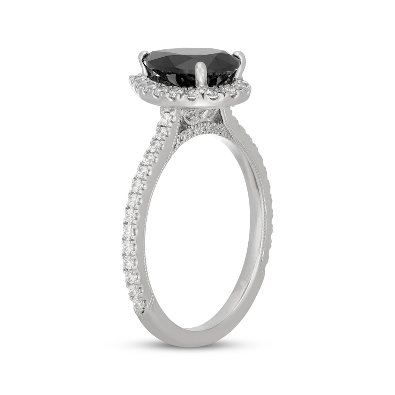 Main Image 2 of Neil Lane Pear-Shaped Black Diamond & White Diamond Engagement Ring 2 ct tw 14K White Gold