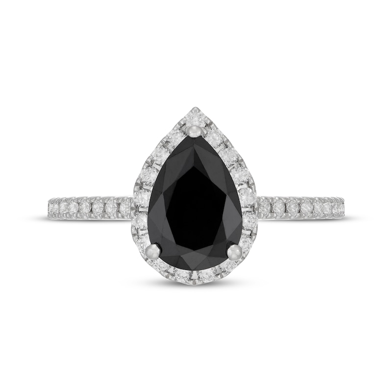 Main Image 3 of Neil Lane Pear-Shaped Black Diamond & White Diamond Engagement Ring 2 ct tw 14K White Gold