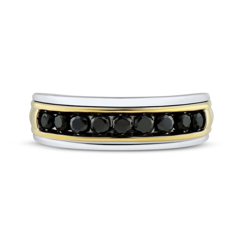 Main Image 3 of Adore Men's Round-Cut Black Diamond Wedding Band 3/4 ct tw 10K Two-Tone Gold