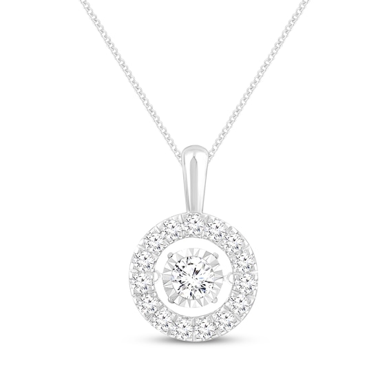 Unstoppable Love Diamond Halo Necklace 1 ct tw 14K White Gold 19"