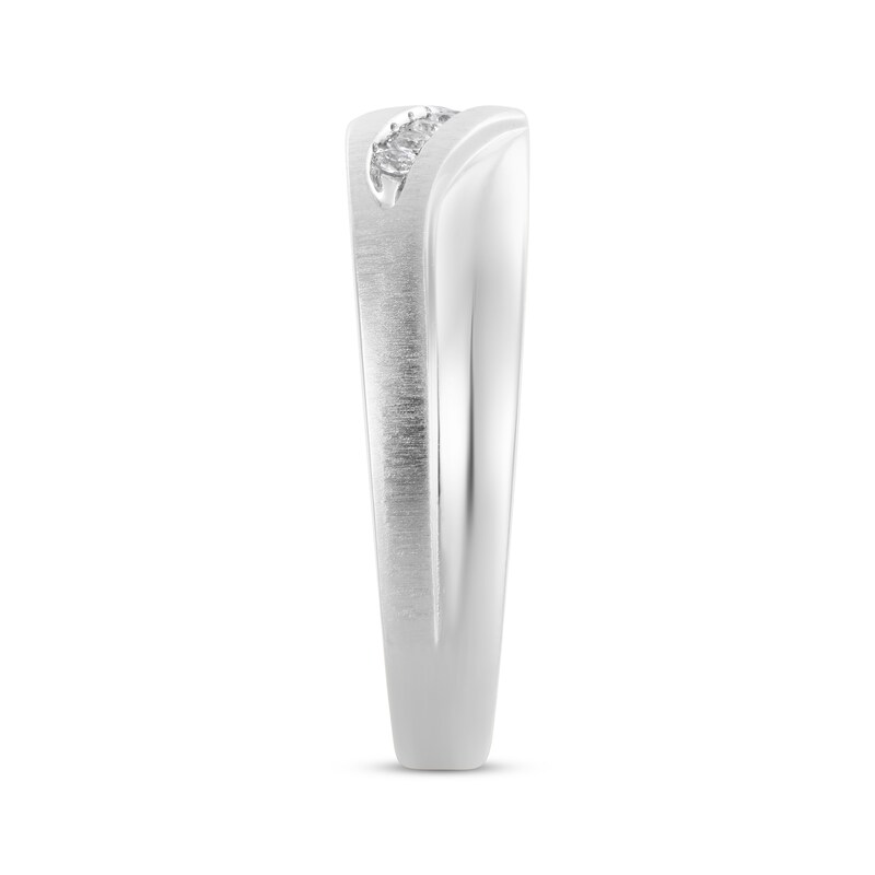 Main Image 2 of Adore Men's Diamond Sculpted Wedding Band 1/15 ct tw 10K White Gold
