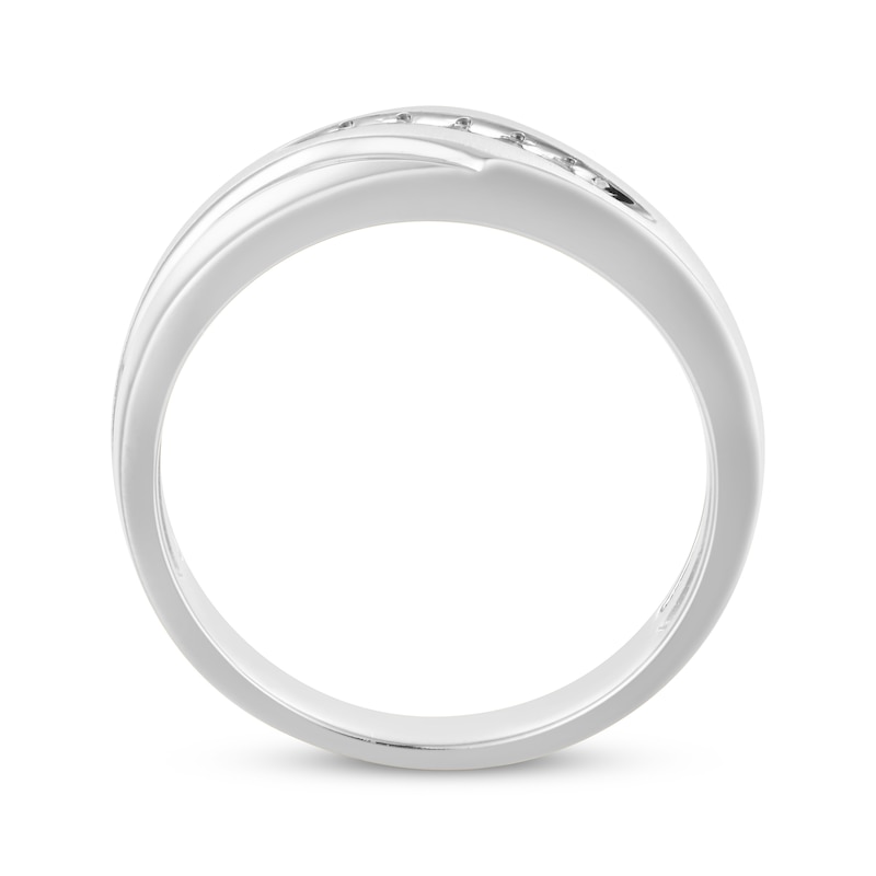 Main Image 3 of Adore Men's Diamond Sculpted Wedding Band 1/15 ct tw 10K White Gold