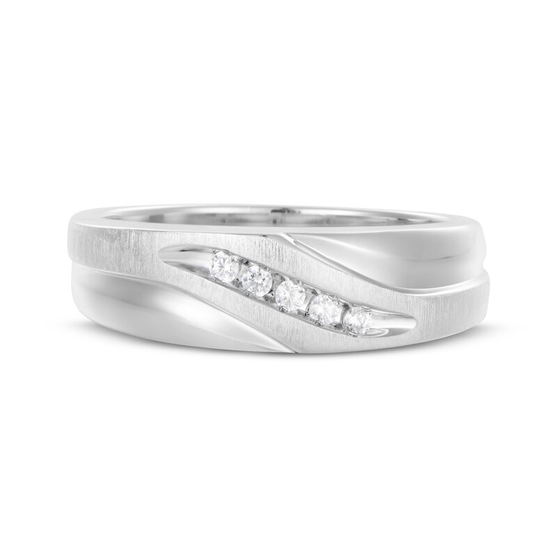 Main Image 4 of Adore Men's Diamond Sculpted Wedding Band 1/15 ct tw 10K White Gold