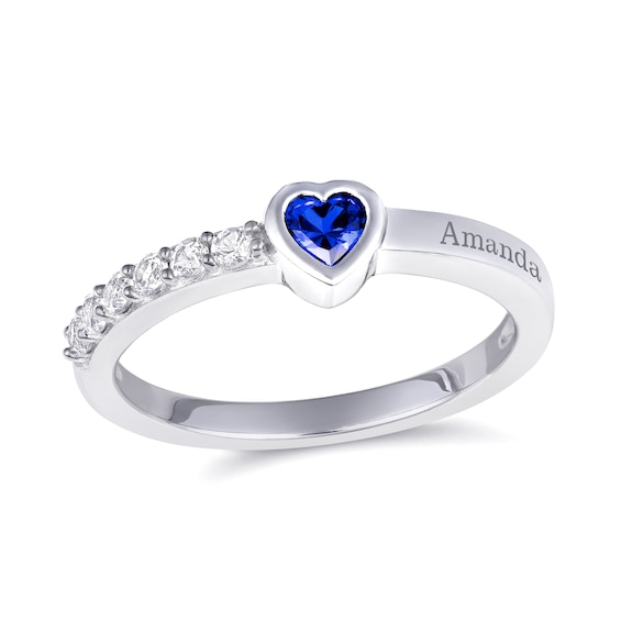 Birthstone Heart Ring (1 Stone and Line)