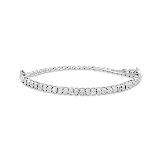 Diamond Adjustable Line Bracelet 1/20 ct tw Sterling Silver 6.25" to 9"