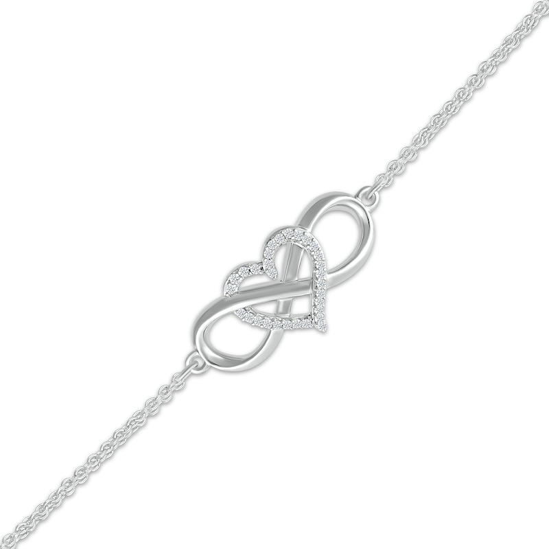 Main Image 2 of Diamond Heart & Infinity Bracelet 1/8 ct tw Sterling Silver 7.5"