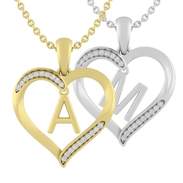 Diamond Accent Initials Heart Necklace