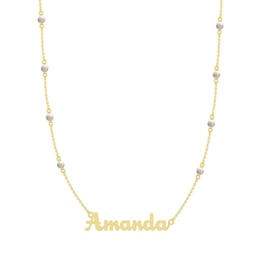 Cultured Pearl Nameplate Necklace