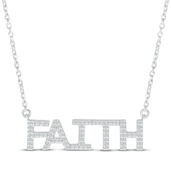 Diamond "Faith" Necklace 1/8 ct tw Sterling Silver 18"