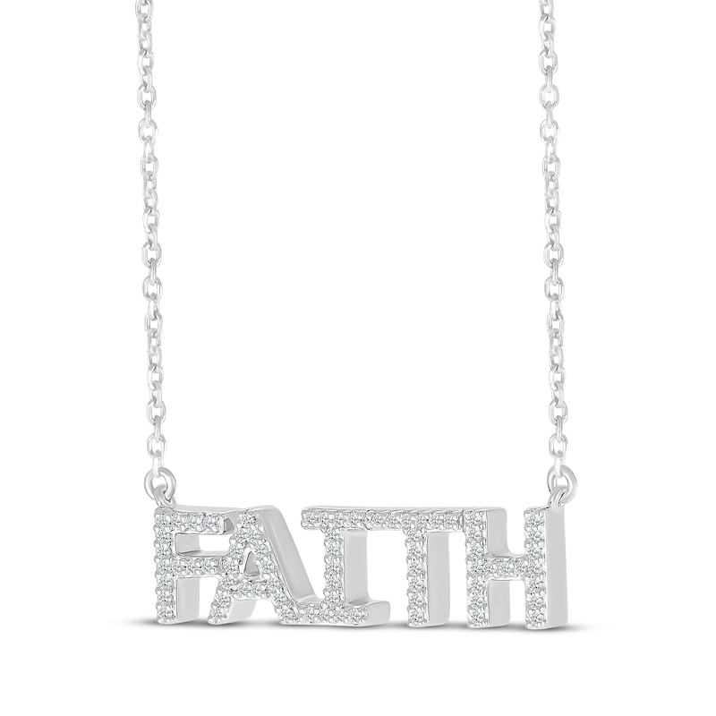 Main Image 2 of Diamond "Faith" Necklace 1/8 ct tw Sterling Silver 18"