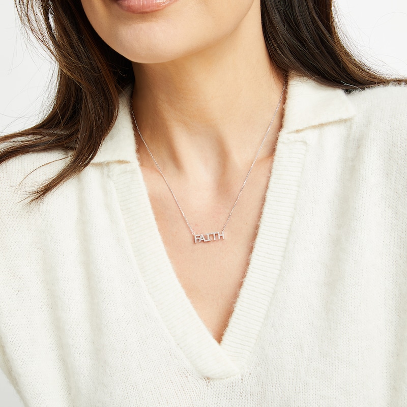 Main Image 3 of Diamond "Faith" Necklace 1/8 ct tw Sterling Silver 18"