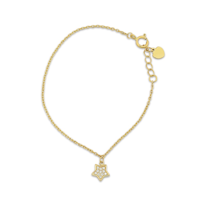 Main Image 1 of Children's Cubic Zirconia Star Charm Bracelet 14K Yellow Gold 6"