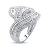 Thumbnail Image 2 of Baguette & Round-Cut Diamond Bypass Fashion Ring 1-1/2 ct tw 10K White Gold