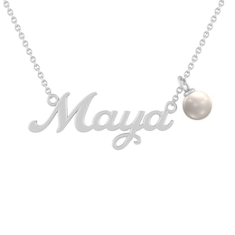 Cultured Pearl Nameplate Necklace
