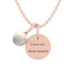 Cultured Pearl and Round Disc Necklace