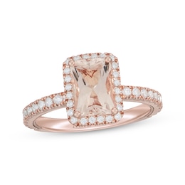 Neil Lane Radiant-Cut Morganite Engagement Ring 5/8 ct tw Diamond 14K Rose Gold