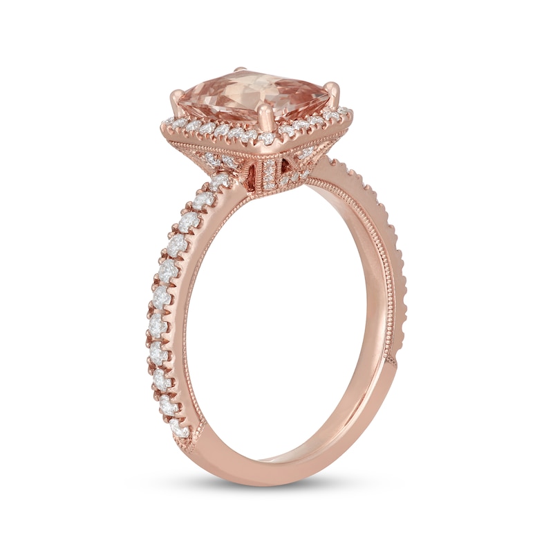Neil Lane Radiant-Cut Morganite Engagement Ring 5/8 ct tw Diamond 14K Rose Gold