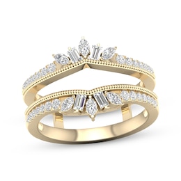 Marquise, Baguette & Round-Cut Diamond Enhancer Ring 1/2 ct tw 14K Yellow Gold