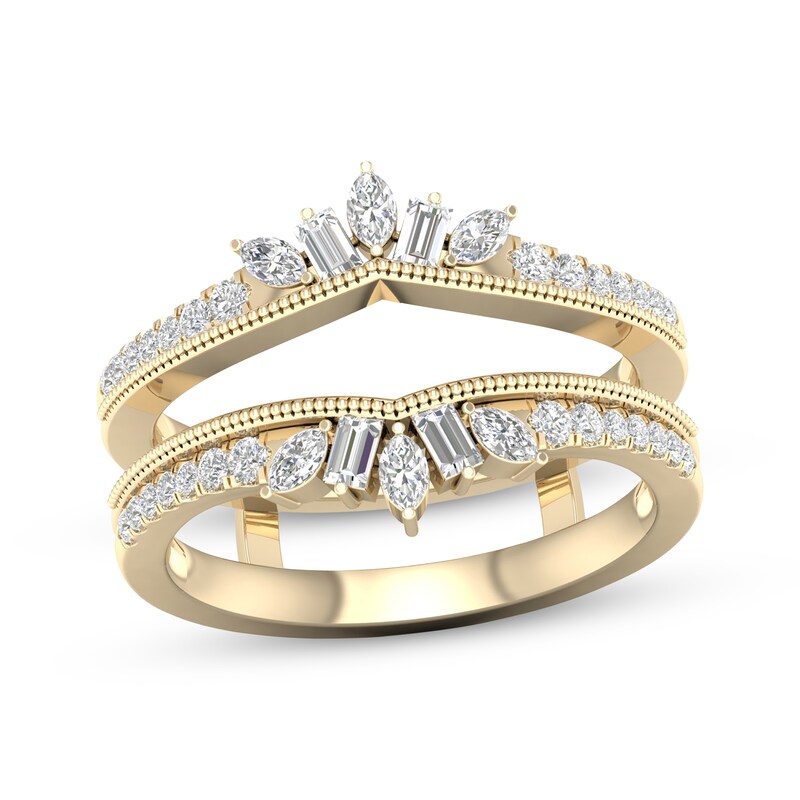 Main Image 1 of Adore Marquise, Baguette & Round-Cut Diamond Enhancer Ring 1/2 ct tw 14K Yellow Gold