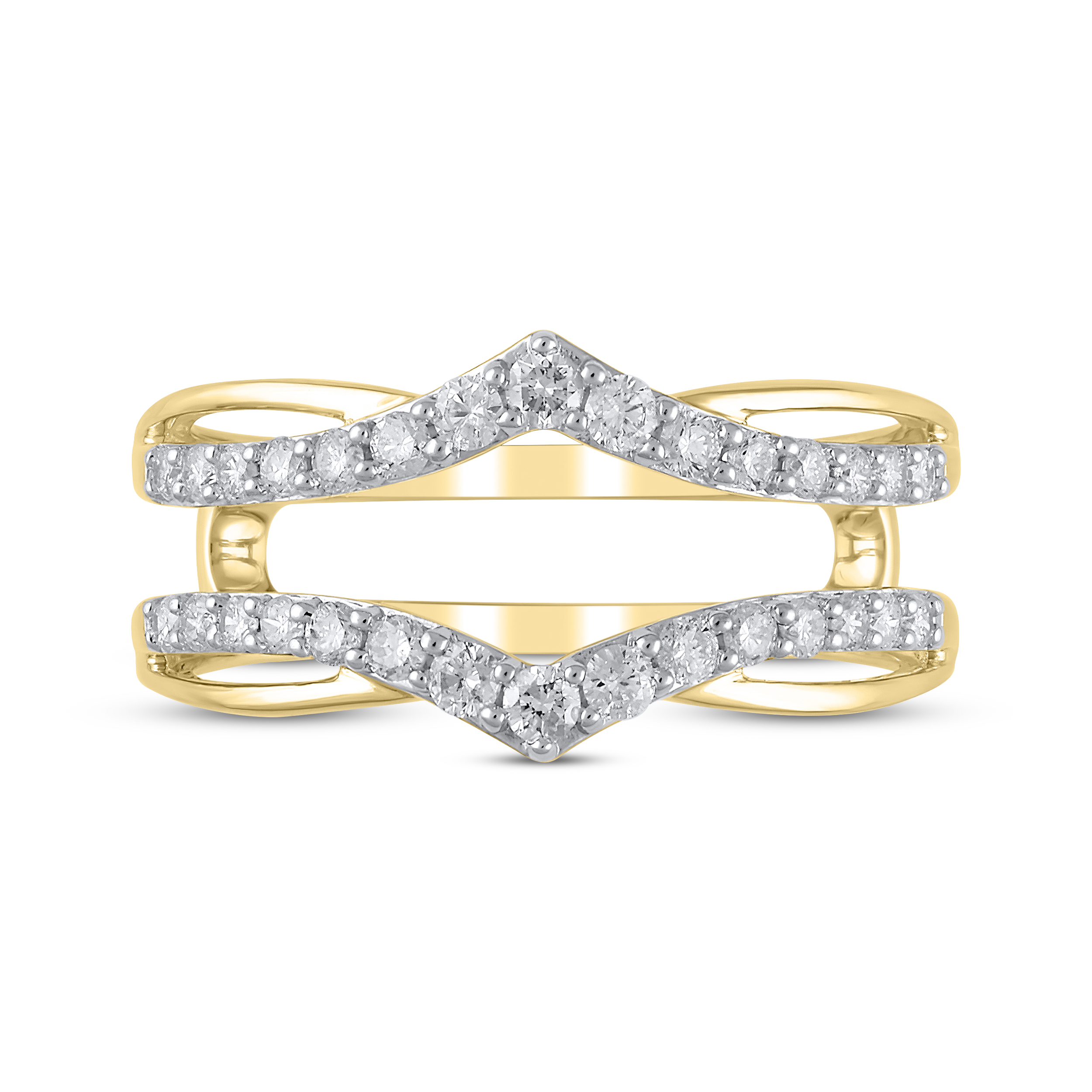 Diamond Chevron Enhancer Ring 1/2 ct tw Round-cut 14K Yellow Gold