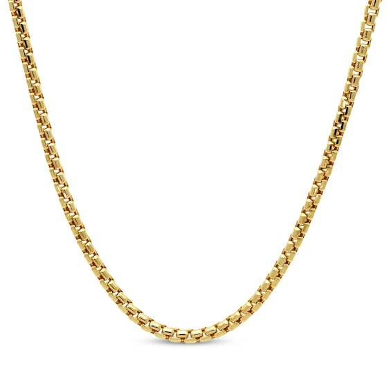 Box Chain Necklace 3.5mm Hollow 14K Yellow Gold 18"