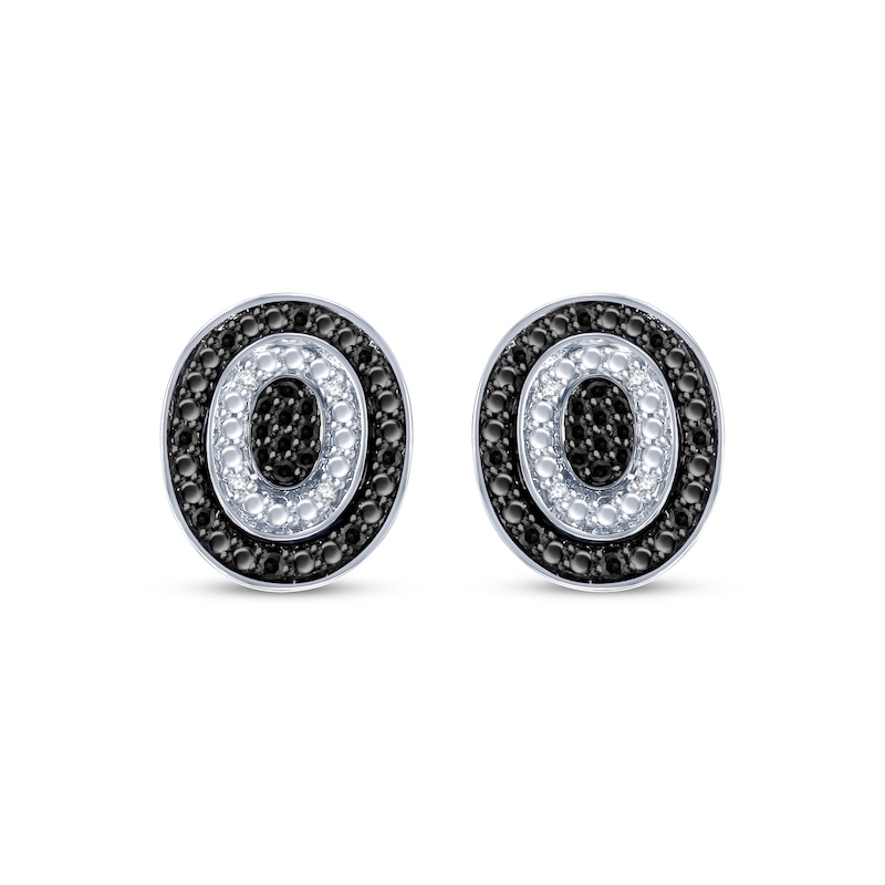 Black & White Diamond Oval Stud Earrings 1/10 ct tw Sterling Silver ...