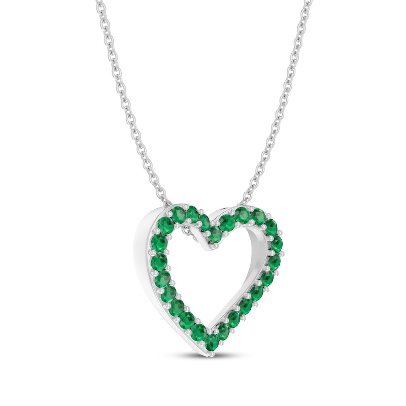 LabCreated Emerald Heart Necklace Sterling Silver 18" Kay Outlet