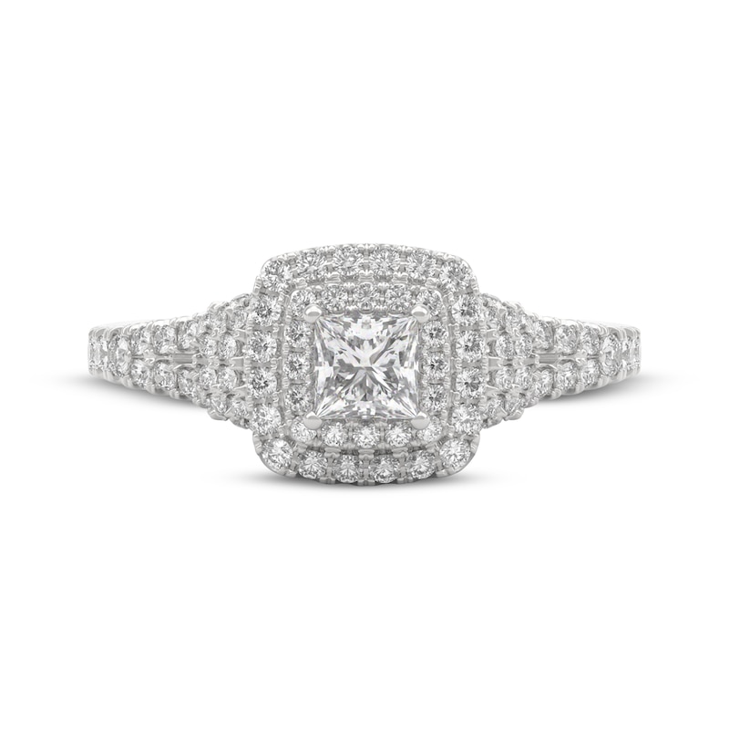 Main Image 3 of THE LEO Diamond Princess-Cut Double Halo Engagement Ring 7/8 ct tw 14K White Gold