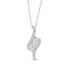 Diamond Three-Stone Swirl Necklace 1/2 ct tw 10K White Gold 18"