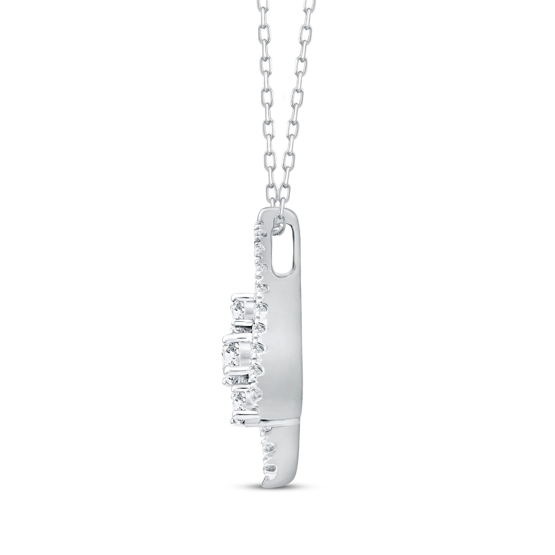 Main Image 2 of Diamond Three-Stone Swirl Necklace 1/2 ct tw 10K White Gold 18"