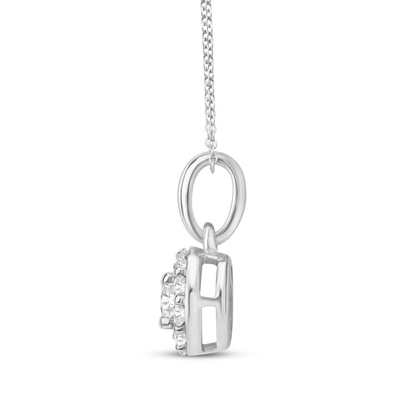 Main Image 2 of Diamond Halo Necklace 1/4 ct tw 10K White Gold 18"
