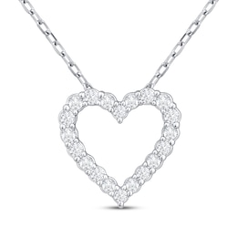 Diamond Heart Outline Necklace 1/4 ct tw 10K White Gold 18"