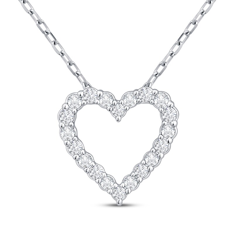 Main Image 1 of Diamond Heart Outline Necklace 1/4 ct tw 10K White Gold 18"