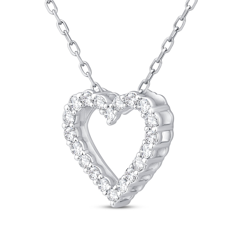 Main Image 2 of Diamond Heart Outline Necklace 1/4 ct tw 10K White Gold 18"