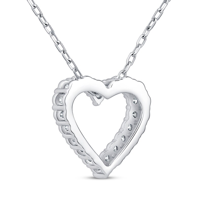 Main Image 3 of Diamond Heart Outline Necklace 1/4 ct tw 10K White Gold 18"