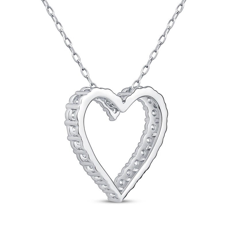 Diamond Heart Outline Necklace 1/2 ct tw 10K White Gold 18"