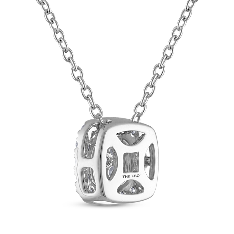 Main Image 3 of THE LEO Diamond Multi-Stone Cushion-Shape Necklace 1/3 ct tw 14K White Gold 19"