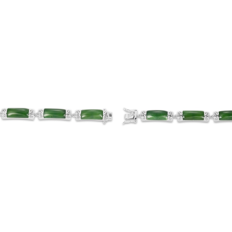 Main Image 3 of Nephrite Jade Link Bracelet Sterling Silver 7.25"