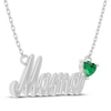 Thumbnail Image 1 of Heart-Shaped Lab-Created Emerald "Mama" Necklace Sterling Silver 18"
