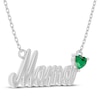 Thumbnail Image 2 of Heart-Shaped Lab-Created Emerald "Mama" Necklace Sterling Silver 18"