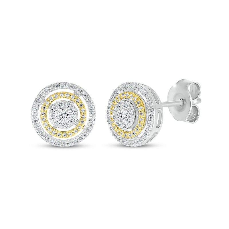 Main Image 1 of Diamond Concentric Circles Stud Earrings 1/2 ct tw 10K Two-Tone Gold