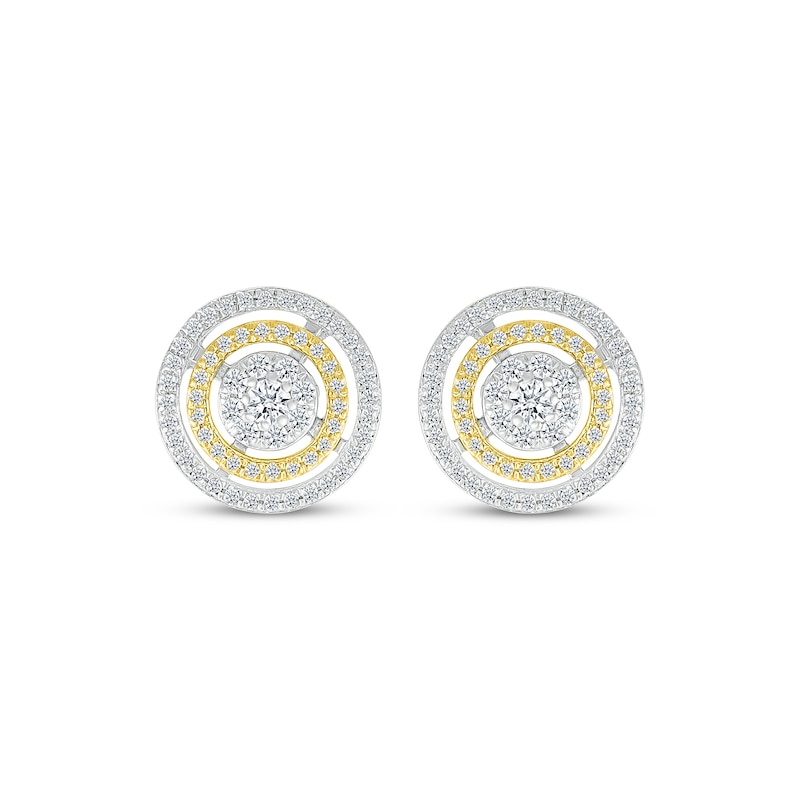 Main Image 2 of Diamond Concentric Circles Stud Earrings 1/2 ct tw 10K Two-Tone Gold
