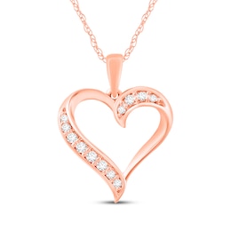 Diamond Heart Necklace 1/8 ct tw 14K Rose Gold 18"