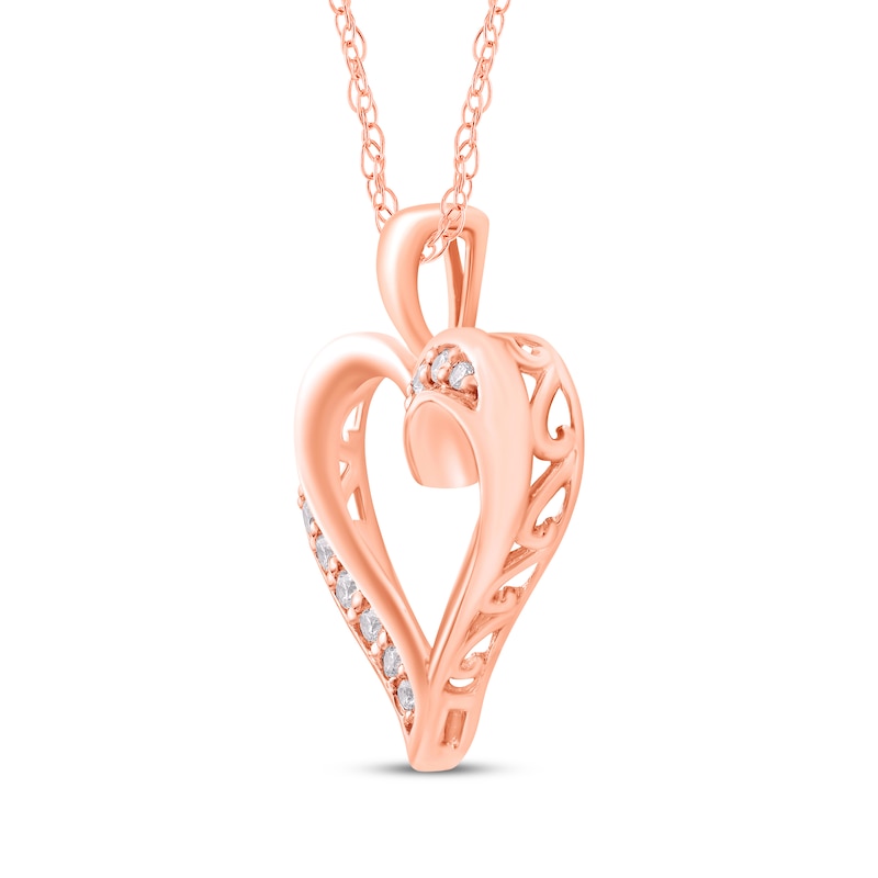 Main Image 2 of Diamond Heart Necklace 1/8 ct tw 14K Rose Gold 18"