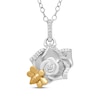 Thumbnail Image 1 of Diamond Flower & Bumble Bee Necklace 1/20 ct tw Sterling Silver & 14K Yellow Gold 18"